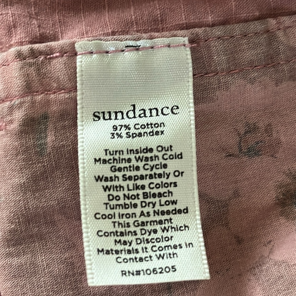 Sundance Pants pink rust orange camo Sz 16 cotton w stretch 4 pockets buttons - Picture 8 of 9